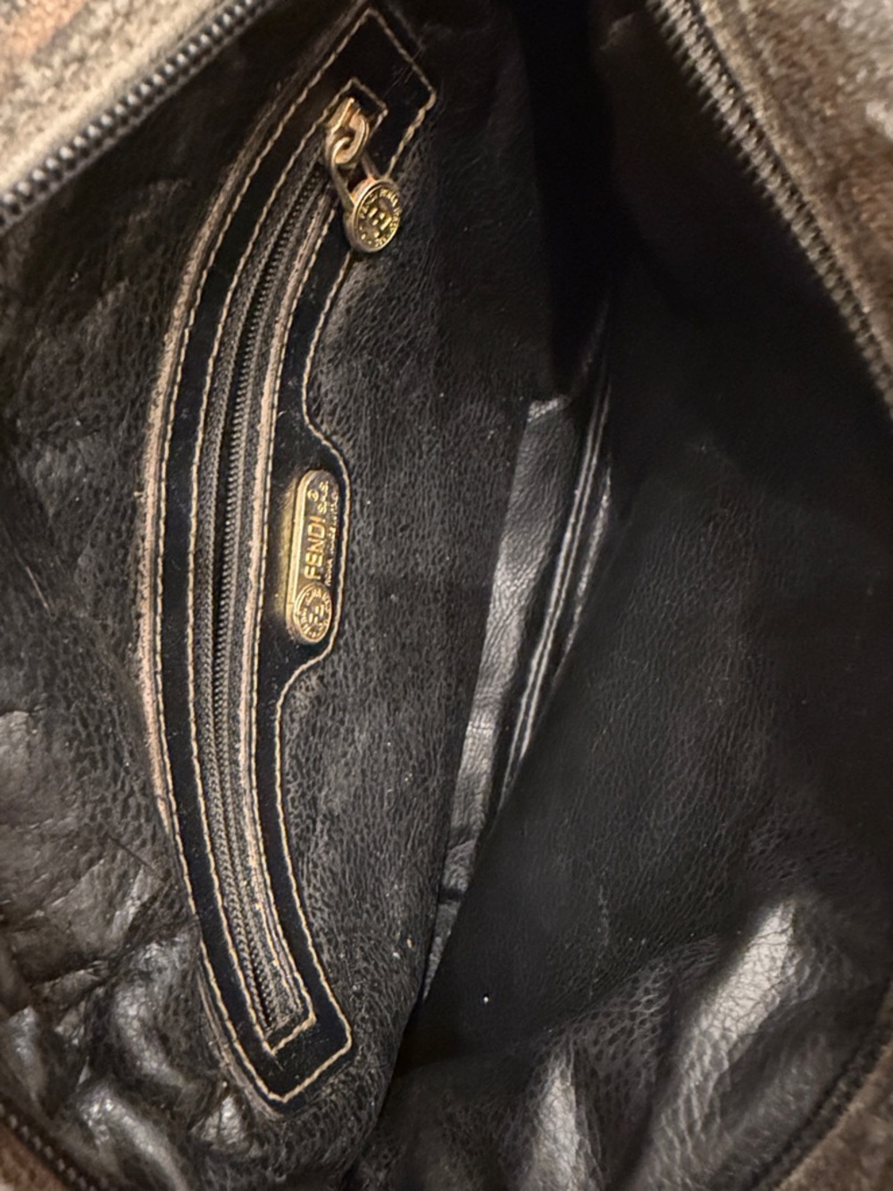 Vintage Fendi Brown and Black Striped Messenger Crossbody - Picture 12 of 14